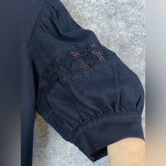 Alphorn Vintage Dress Size EU42/US10 Black Linen Blend Maxi‎ Austria Whimsygoth - Picture 4 of 16